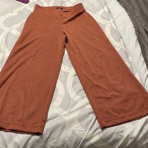 Wide capri elastic waist pant, pretty muted terracotta color. Only worn twice.